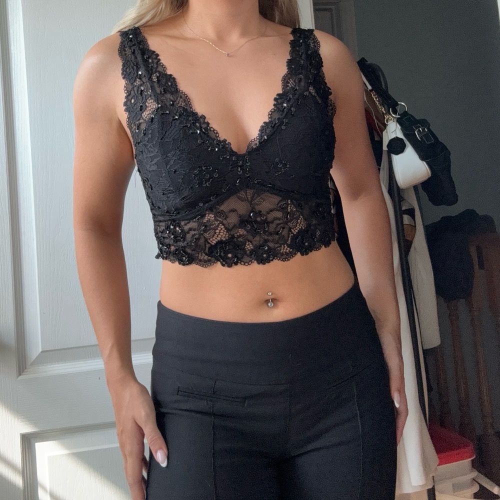 Sequin Lace Crop Top
